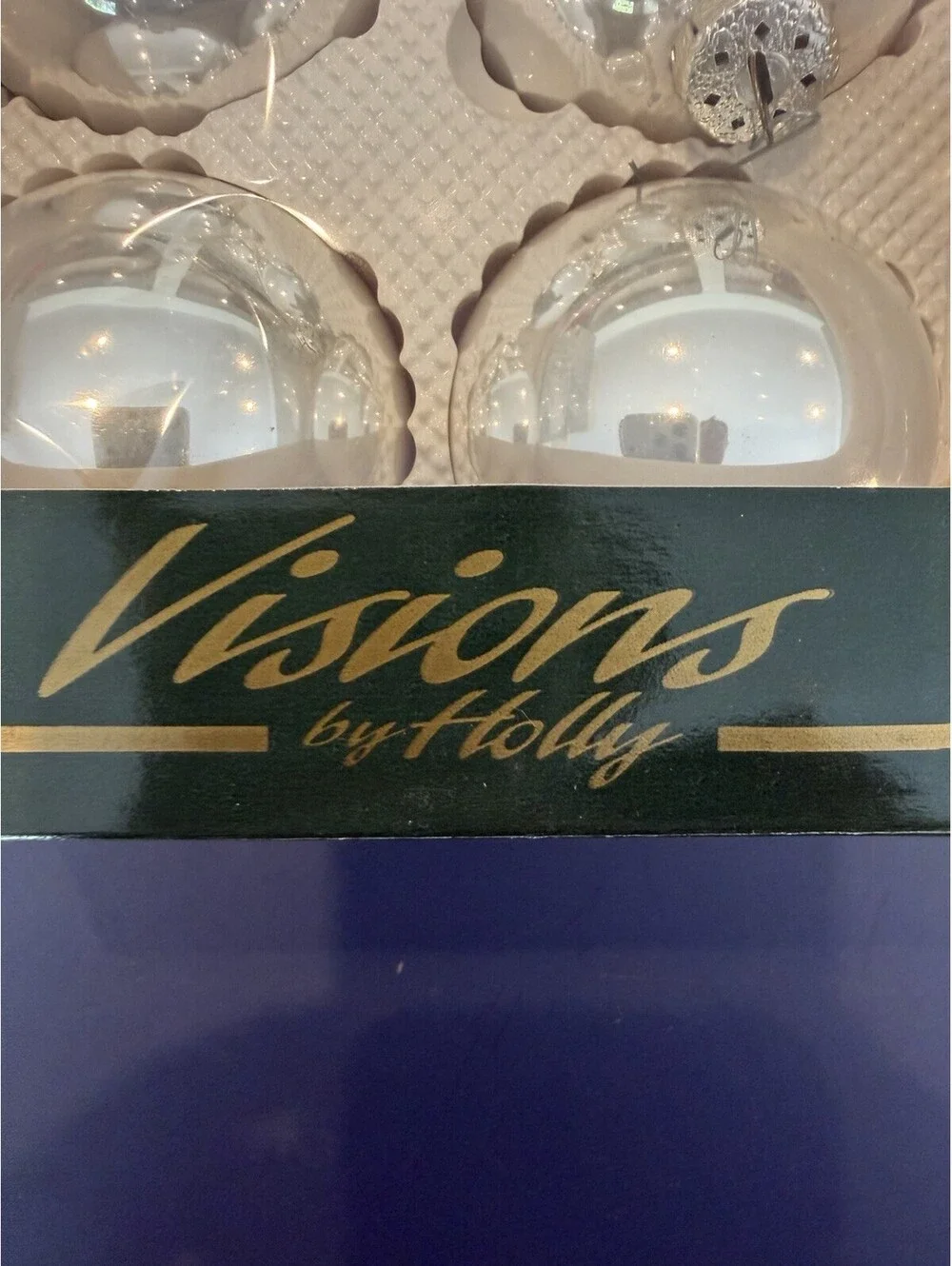 Vintage Silver Glass Ornaments Visions By Holly 2 Boxes 12 Ornaments